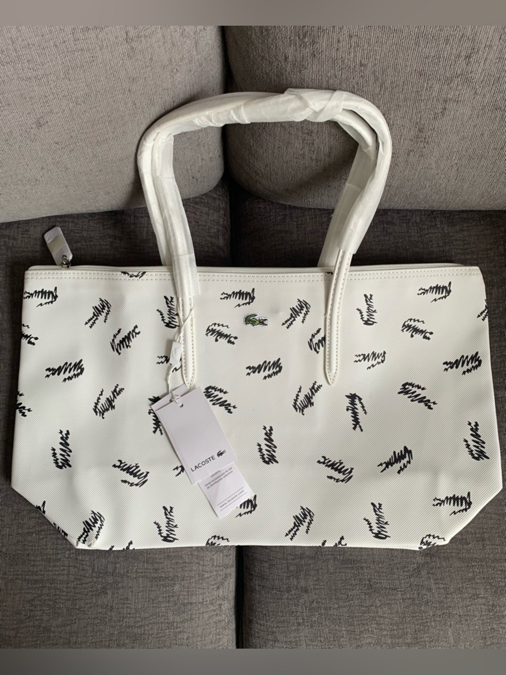 Lacoste L.12.12 Concept Tote handbag Bag purse little croc print NWT